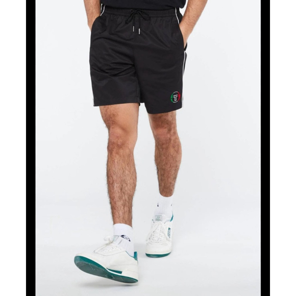NWT Sergio Tacchini Infinta Shorts Men's 2XL Black Tennis Embroidered Logo - Picture 1 of 8